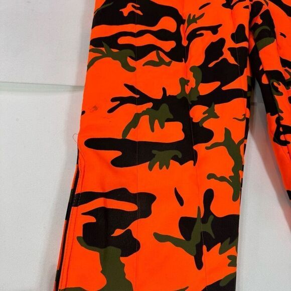 Vintage SafTbak Chiller Killer Orange Camo Bibs Mens Large Suspenders Insulated - Picture 2 of 10